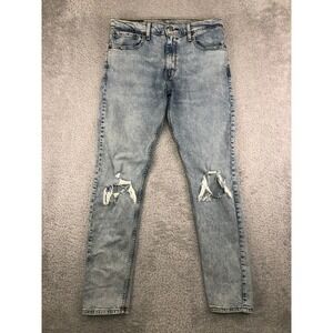 Levi's 512 Jeans Men 32x30 (Tag 33x32) Blue Slim Taper Distressed Denim